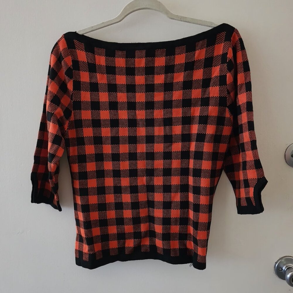 Royal Monk Checkered Knit Top from Unique Vintage, NWOT, Sz L